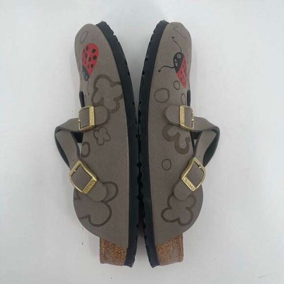 BIRKIS By Birkenstock Ladybug Clogs Size 38 (US 7) Shoes Slip On Leather Buckle - Picture 2 of 16
